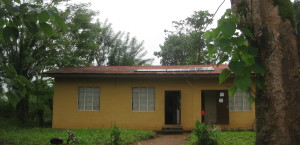 Agricultural research laboratory in Sierra Leone; the solar panels provide power for a cryogenic freezer