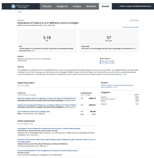 RCR stats added to the Dimensions platform