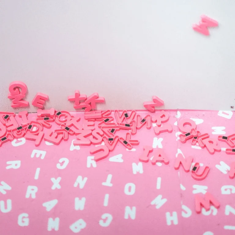 Plastic pink letters
