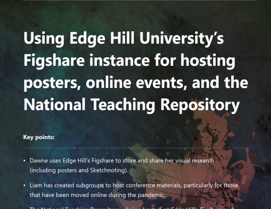 Using Edge Hill University’s Figshare instance for hosting posters, online events, and the National Teaching Repository