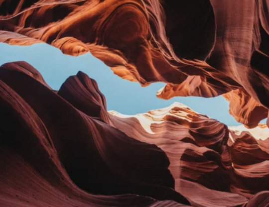 Low angle view of Antelope Canyon