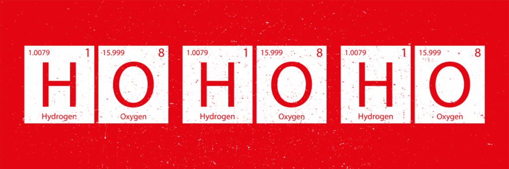 Holiday periodic table with Ho Ho Ho displayed as chemicals