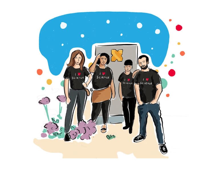 A sketch by Alex Cagan of some of the Digital Science Sci Foo 2019 crew