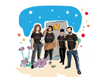 A sketch by Alex Cagan of some of the Digital Science Sci Foo 2019 crew.
