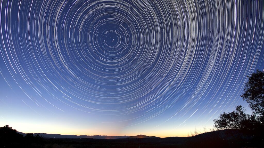 Star trails in the night sky