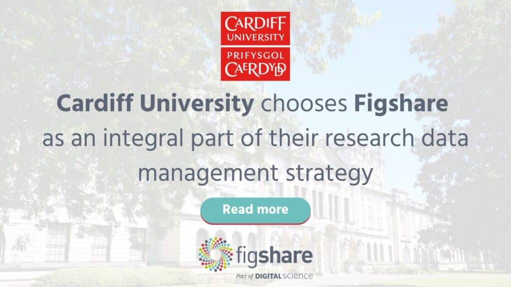 Cardiff University and Figshare research data management strategy announcement graphic