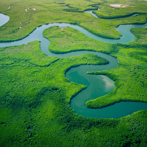 State of Open Data - green landscape, river - header