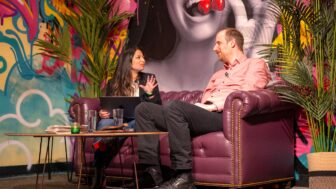Suze Kundu and Sebastian Schmidt at the launch of the Dimensions Knowledge Graph