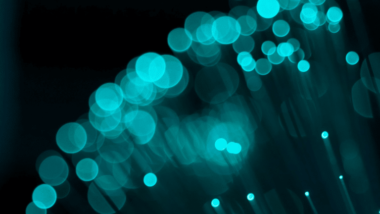 Blue lights against black background