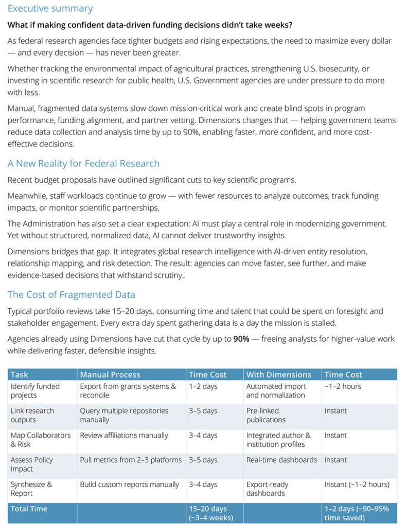 Exec summary page