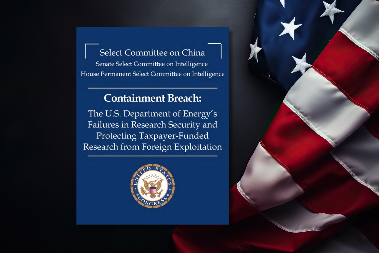 Select Committee report cover against a US flag