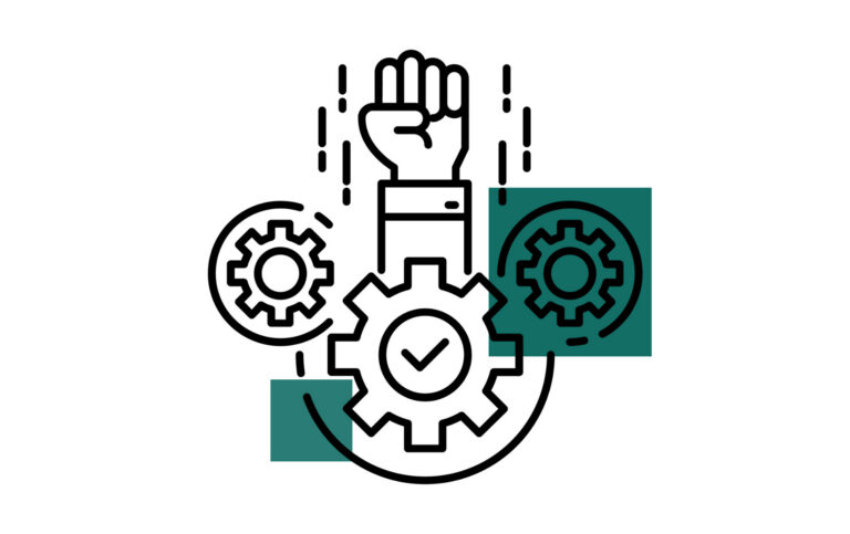 icon with gears and fist