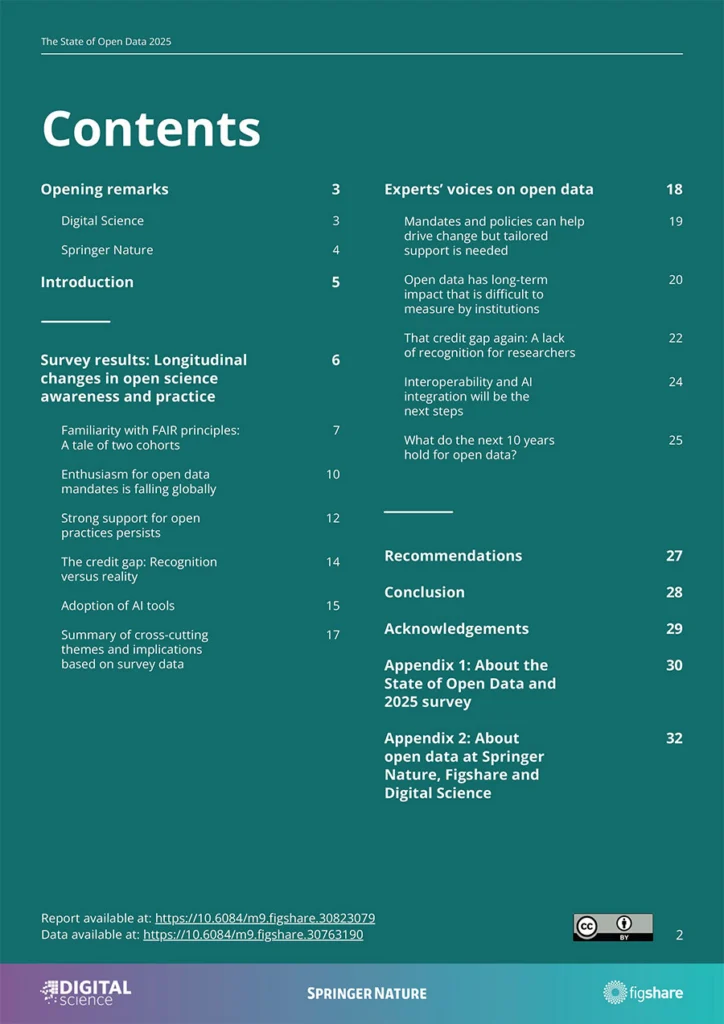 report table of contents