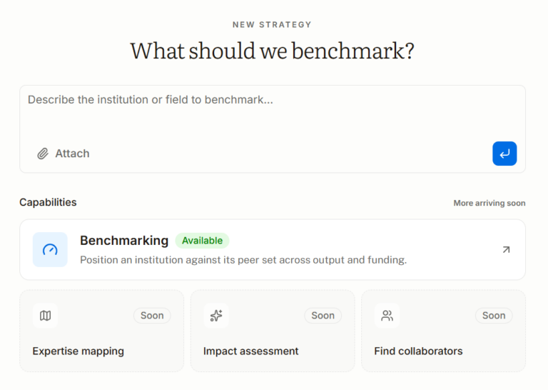 Dimesnions Research Strategy interface