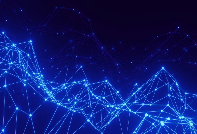 Abstract data lines on blue background