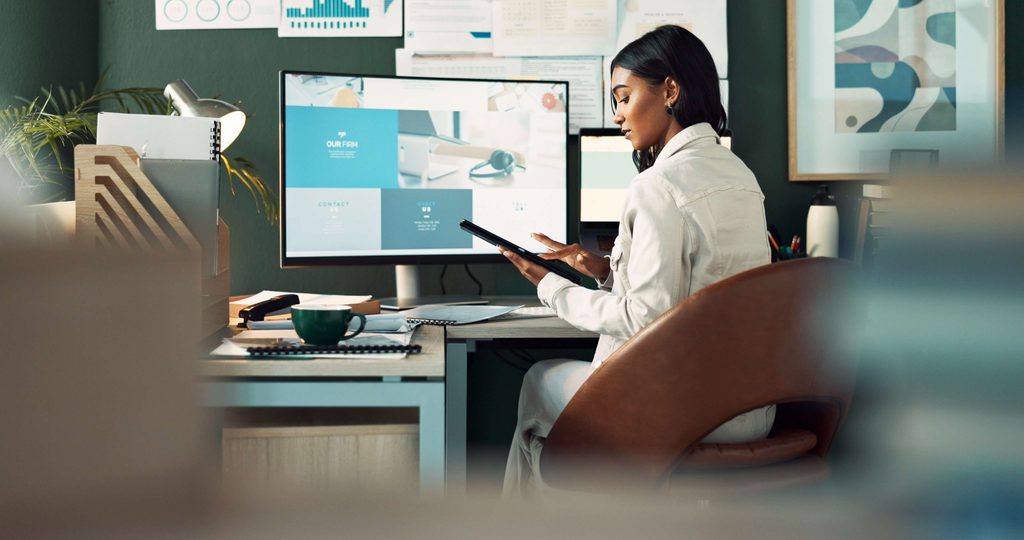 researcher at desktop